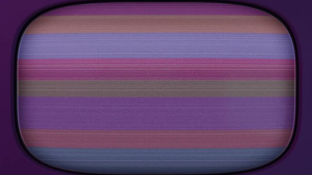 Showing rounded display from dark growing scanlines flashing white ending line in purple bezel test