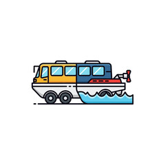 Obraz premium Amphibious Bus Vehicle Icon Illustration