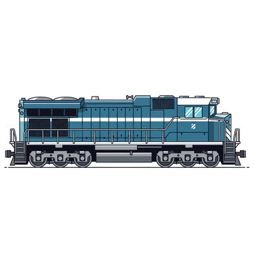 Blue Diesel Locomotive Train Engine Side View