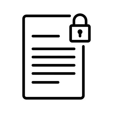 Flat illustration of secure document icon protected file symbol with padlock confidential data and privacy concept line art vector illustration
