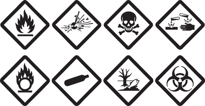 Hazardous materials warning signs and symbols