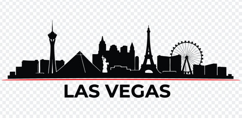 Las vegas skyline silhouette with famous landmarks and buildings © MstSabina