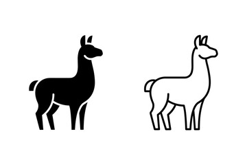 Obraz premium Two stylized llama icons, one solid black and one outline, presented side by side