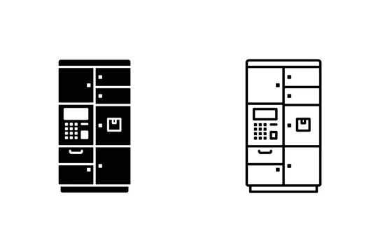 Modern parcel locker system with digital keypad and secure compartments