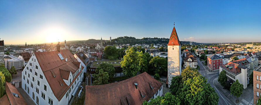 Ravensburg, Deutschland: Sonnenaufgang &uuml;ber der Altstadt