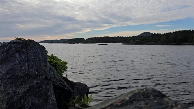 Sanset at sea, islands and fjords. Norway. June 2026