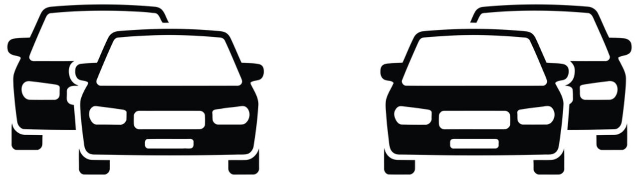 Cars icon set vector illustration featuring traffic jam, transport flow symbols, automobile driving elements, and modern urban mobility designs