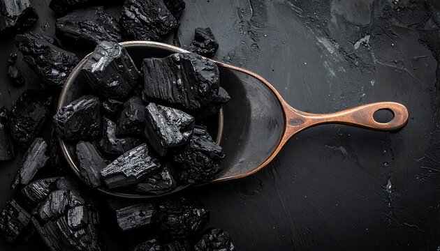 Coal lumps with scoop.