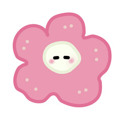 Fototapeta premium Cute kawaii pink flower character isolated on transparent background