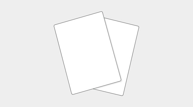 Two blank white cards on gray.