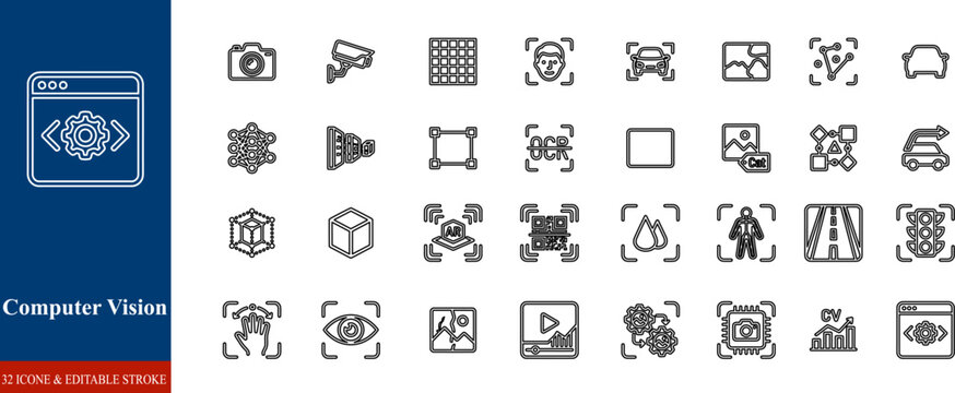 Computer vision icon set for developers and designers
