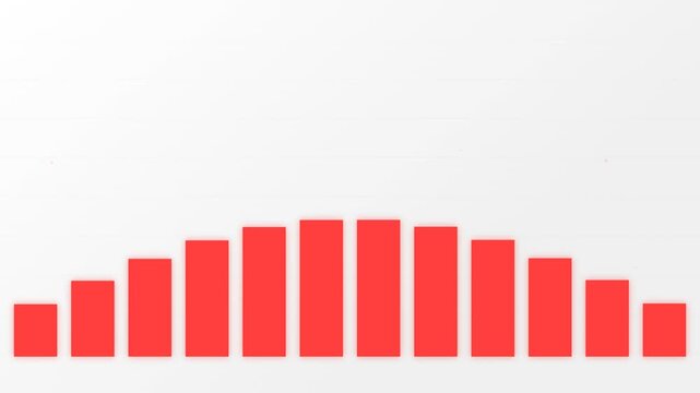 Animated red bar chart showing rising growth trends on a white background