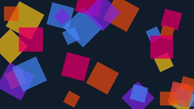 Abstract motion background, with floating colorful, geometric squares and, transparency effects