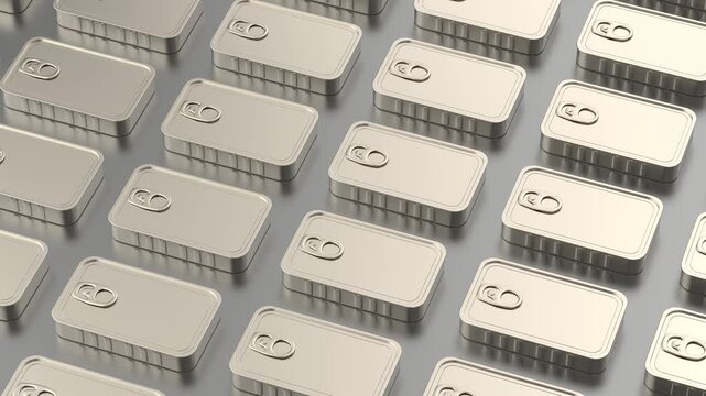 Many rows of sardine tin cans
