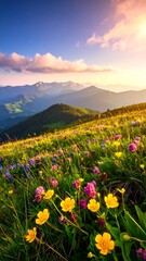 Obraz premium Alpine Meadow Flowers. (1)