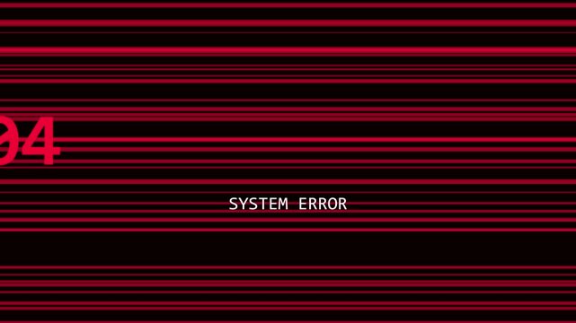 Digital system error 404 glitch screen background, with red scanning, lines
