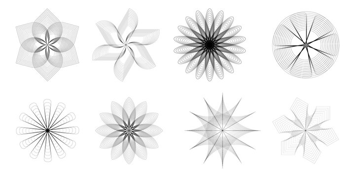 Collection of intricate geometric floral patterns and designs