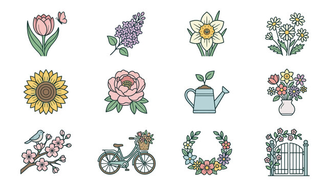 Spring Flower Social Media Banner with Layered Cutout Blossoms Vintage Inspired Aesthetic IconaStudio 64 Design Template for Seasonal Campaigns