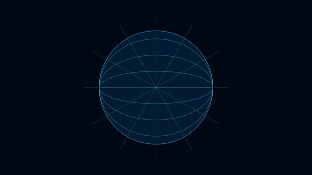 Rotating wireframe globe sphere abstract motion background, rotation