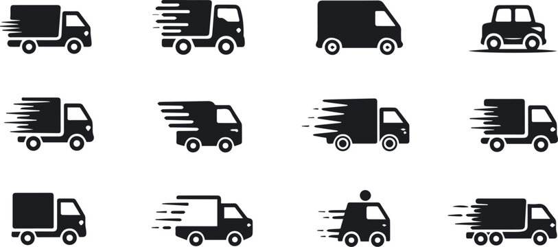 delivery transport icons collection simple line vector set