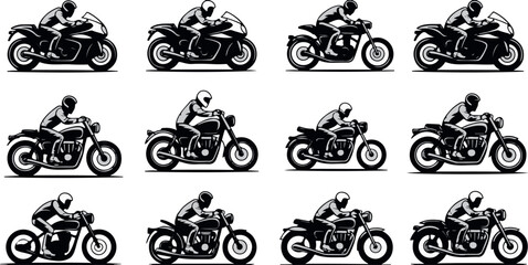 motorcycle side profile comparison of riders and motorcycle designs © AIcon Vector