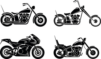motorcycle illustration chopper sportbike vintage and modern line art © AIcon Vector