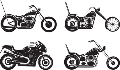 motorcycle icon chopper and sportbike line art black and white © AIcon Vector