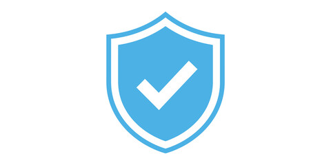 Blue shield icon with black checkmark on transparent background © Hanis