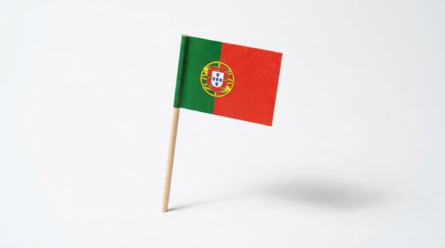 Small toothpick flag of portugal isolated on white background