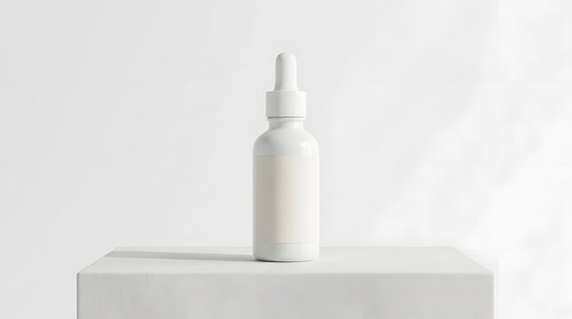Serum bottle mockup on white background for skincare product design