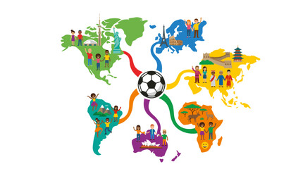 Fototapeta premium Global Football Unity Diverse People Celebrating Around the World