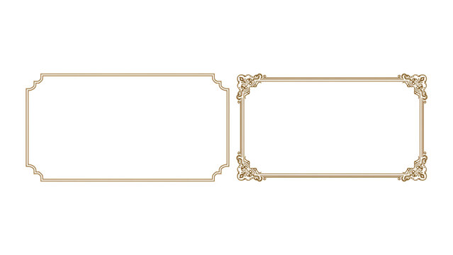 Set of 2 Minimalist Rectangular Frames with Beveled Corners and Ornate Corner Accents for UI, Label, Name Tag, Certificate Border