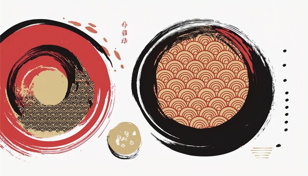 japanese round brushstrokes asian enso circles