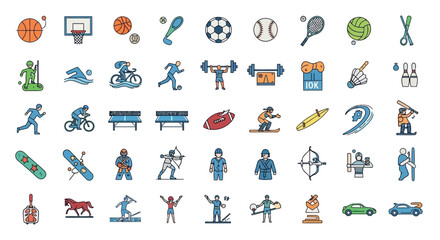 Fototapeta premium Collection of various sports icons and symbols.