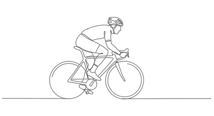 Fototapeta premium Continuous line drawing of cyclist riding bicycle.