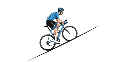 Fototapeta premium Man riding bicycle on sloping road.