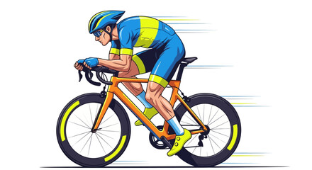 Obraz premium Professional cyclist riding a bicycle fast.