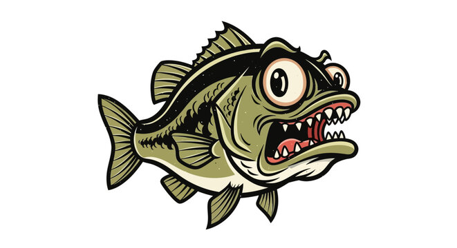 A cartoon illustration of an aggressive fish.