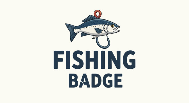 Fishing badge with a fish logo.