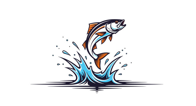 A colorful illustration of a jumping fish.