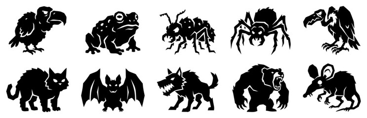 Scary animals and creatures vector icons © legolaska