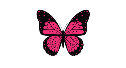 pink butterfly with black outline on white background silhouette insect wing nature animal vector graphic design art illustration pattern symbol © Creativekhairul02