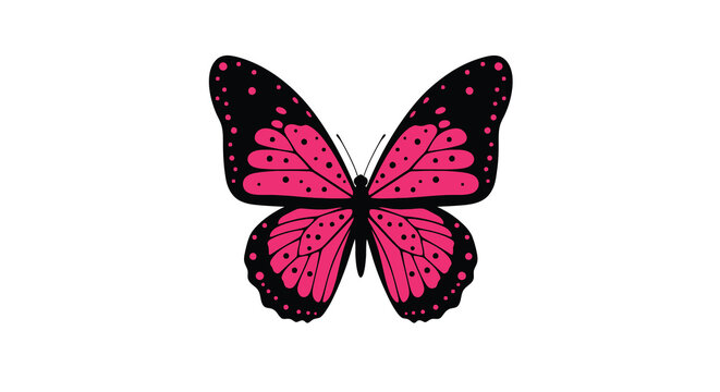 pink butterfly with black outline on white background silhouette insect wing nature animal vector graphic design art illustration pattern symbol