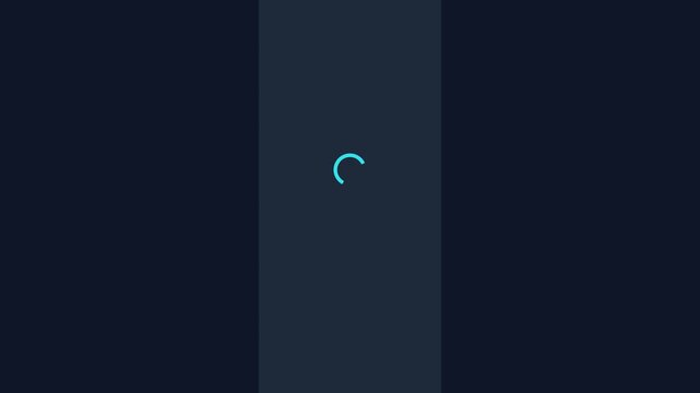 Minimalist cyan loading spinner animation on dark background, for ui ux, progress buffering