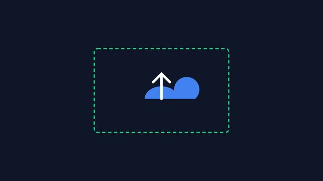 Minimalist cloud upload animation with upward arrow for digital interface