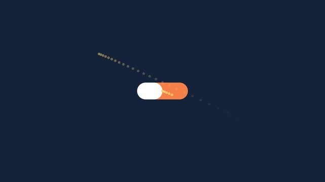 Minimalist loading animation with moving dotted trail and capsule shape, motion ui interface