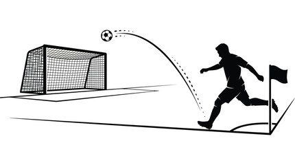 Soccer Corner Kick Goal Action Silhouette Black Vector Illustration © FOR YOU