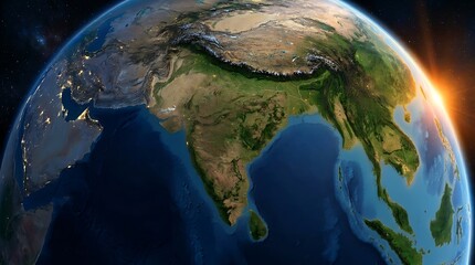 Fototapeta premium View of earth from space focusing on india and southeast asia