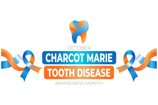 October charcot marie tooth disease awareness month ribbon and tooth logo
