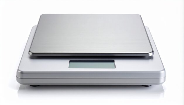 3D small digital kitchen scale with blank display icon isolated on whi